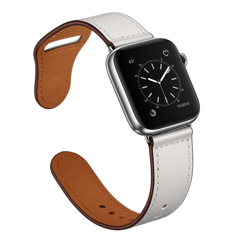 Strap for apple watch band 44mm 45mm 40mm iwatch 38mm 42 leather belt smartwatch bracelet apple watch serie 6 SE 4 3 7 41mm ban - Azbrowse