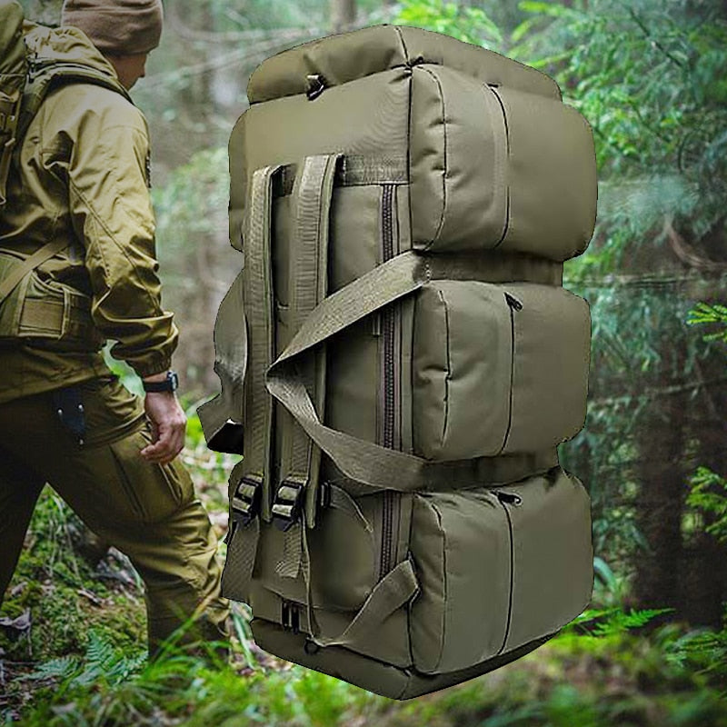 90L Large Capacity Men's Travel Bags Canvas Military Tactical Backpack Waterproof Hiking Climbing Camping Rucksack Bags XA216K - Azbrowse
