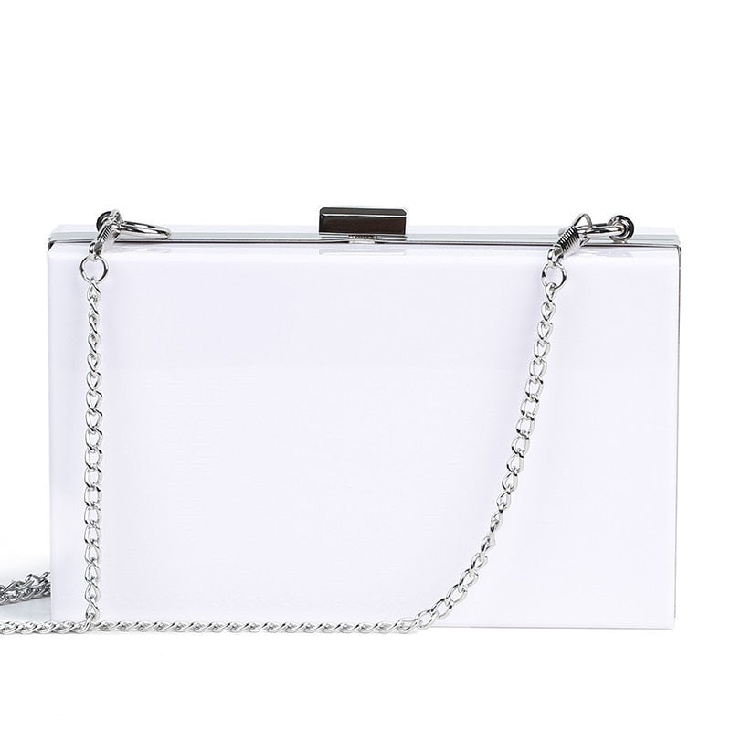 New Transparent Acrylic Bags Clear Clutches Evening Bags Wedding Party Handbags Chain Women Shoulder Bags Purses 9 Colors - Azbrowse