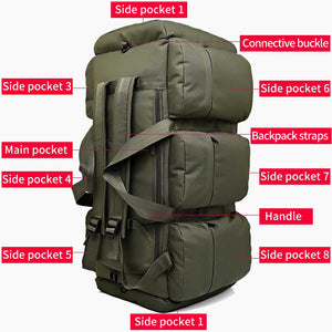 90L Large Capacity Men's Travel Bags Canvas Military Tactical Backpack Waterproof Hiking Climbing Camping Rucksack Bags XA216K - Azbrowse