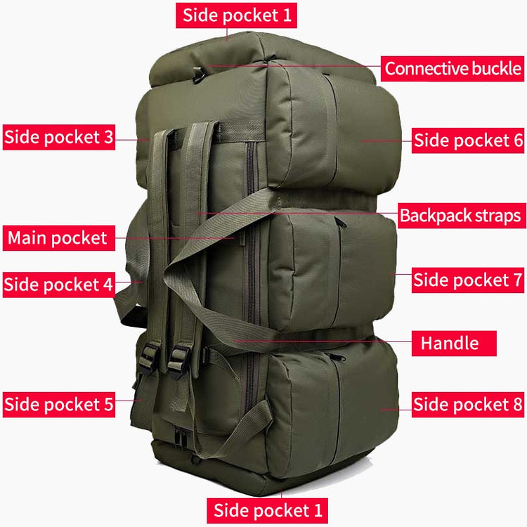 90L Large Capacity Men's Travel Bags Canvas Military Tactical Backpack Waterproof Hiking Climbing Camping Rucksack Bags XA216K - Azbrowse