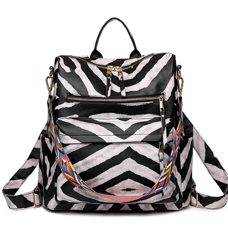 Retro Large Backpack Women PU Leather Rucksack Women's Knapsack Travel Backpacks Shoulder School Bags Mochila Back Pack XA96H - Azbrowse