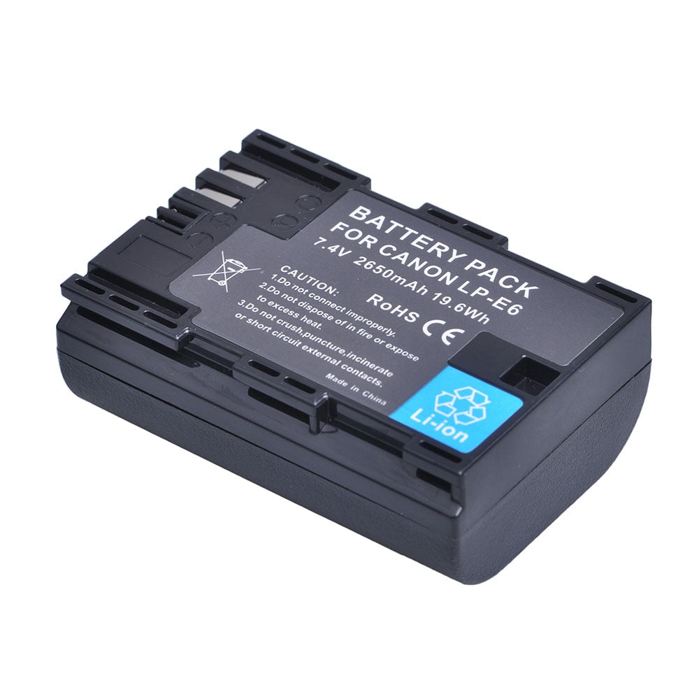 2650mAh LP E6 LPE6 LP-E6 E6N Battery + LED Dual Charger For Canon EOS 5DS R 5D Mark II 5D Mark III 6D 7D 70D 80D Camera - Azbrowse