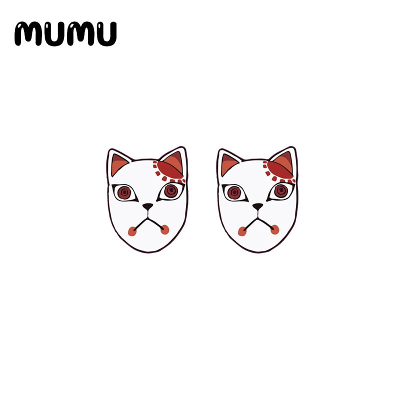2020 New Anime Demon Slayer: Kimetsu No Yaiba Earring Jewelry Epoxy Kamado Tanjirou Nezuko Mask Acrylic Earrings - Azbrowse