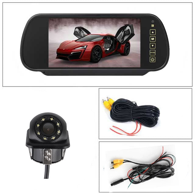 Reverse Parking System 7 inch TFT LCD Screen Car Monitor Rearview Backup Mirror with Night Vision Rearview Camera - Azbrowse