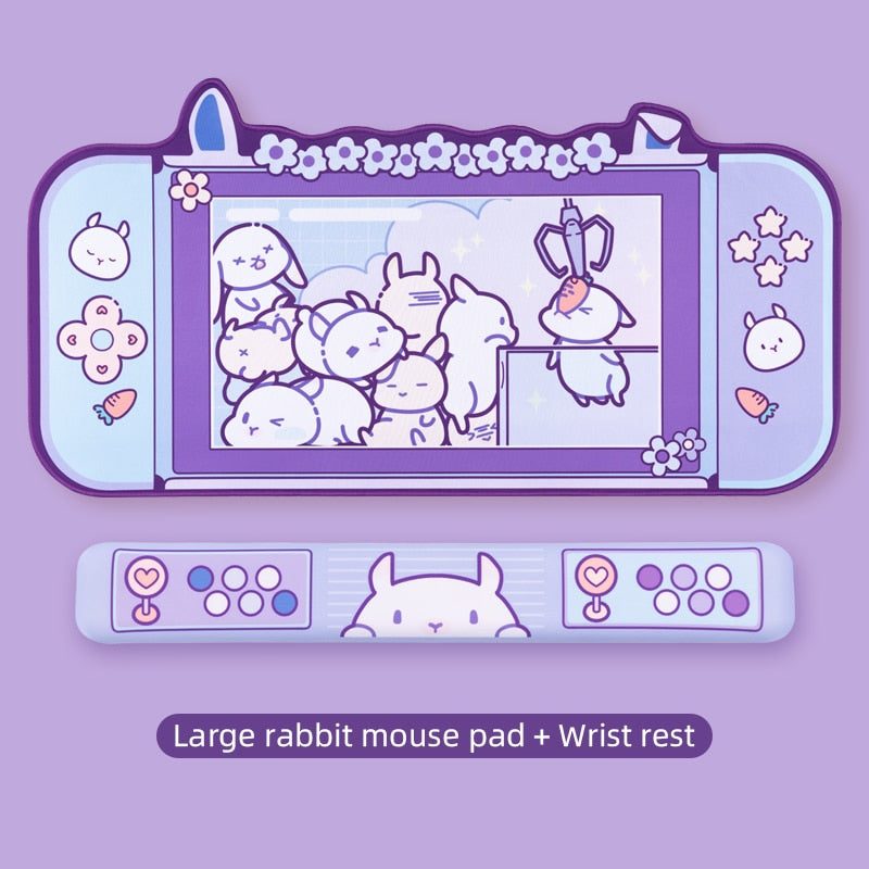 Big Mouse Pad Cute Cat Ears Desk Pad Thicken Computer Games Non-slip Pink Girl Cartoon Super Cute For Girl Game Boy 80CM*40CM - Azbrowse