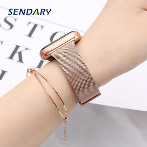 Slim Watch Band for Apple Watch SE 8/7/6/5/4/3/2/1 38MM 40MM 41MM Metal Bracelet Loop Strap 42MM 44MM 45MM Wrist Watchband - Azbrowse