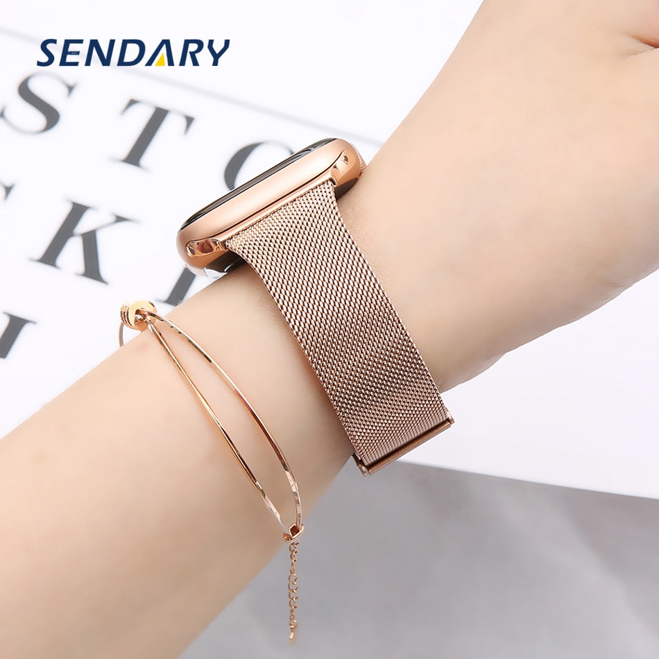 Slim Watch Band for Apple Watch SE 8/7/6/5/4/3/2/1 38MM 40MM 41MM Metal Bracelet Loop Strap 42MM 44MM 45MM Wrist Watchband - Azbrowse