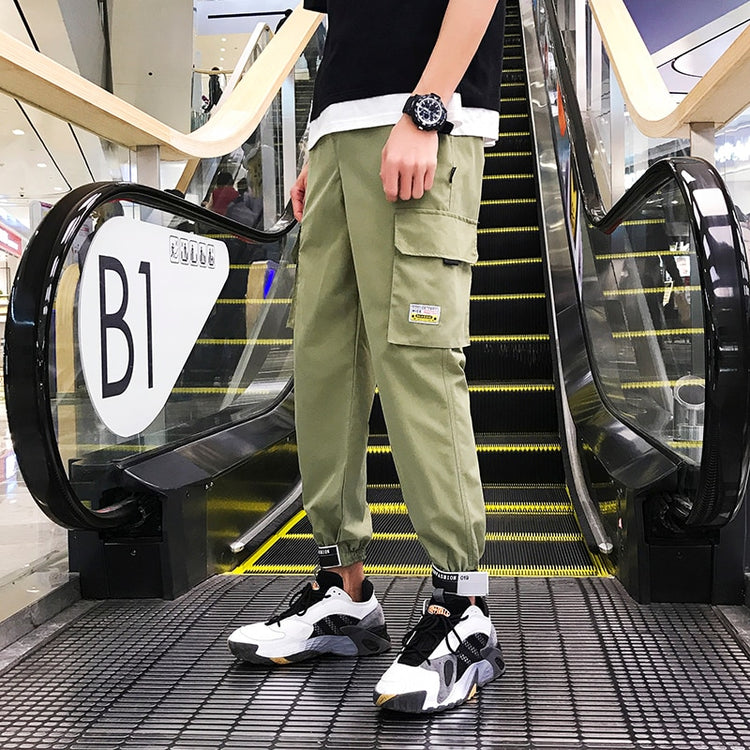 2020 New Hip Hop Joggers Cargo Pants Men Harem Pants Multi-Pocket Ribbons Man Sweatpants Streetwear Casual Mens Pants XS-5XL - Azbrowse
