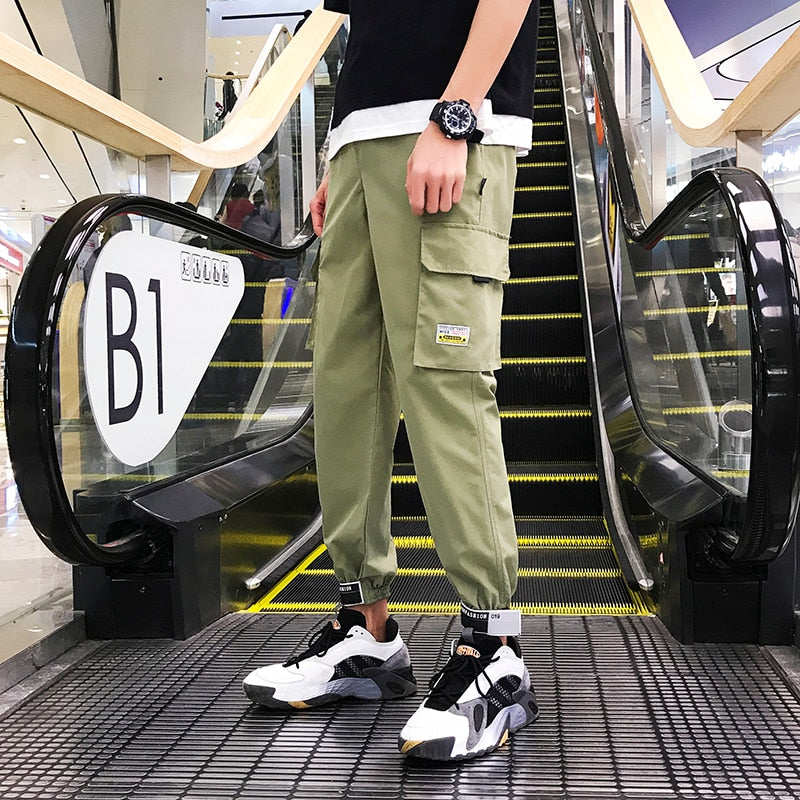 2020 New Hip Hop Joggers Cargo Pants Men Harem Pants Multi-Pocket Ribbons Man Sweatpants Streetwear Casual Mens Pants XS-5XL - Azbrowse