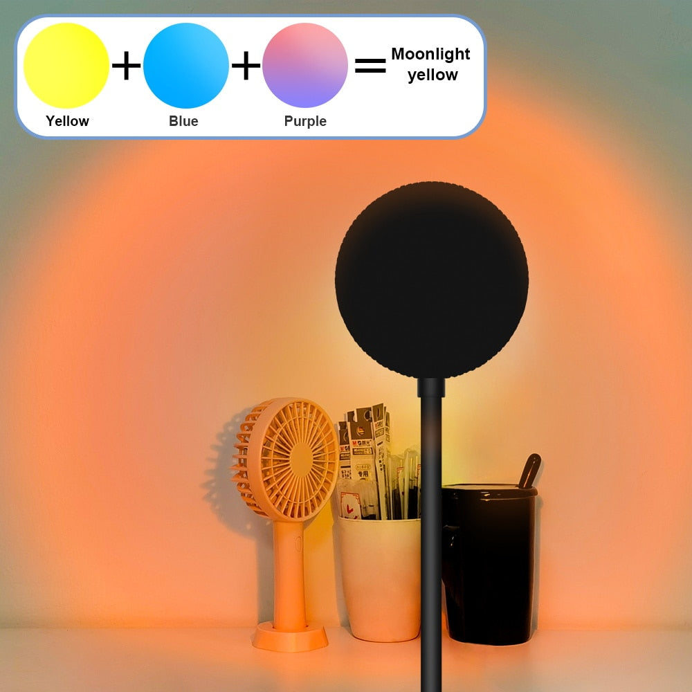 LED Projection Lamp Sunset Light Night LED Sunset Bulb Color Lamp 5V USB Rainbow Lamp Desk LED Decoration Atmosphere Lighting - Azbrowse