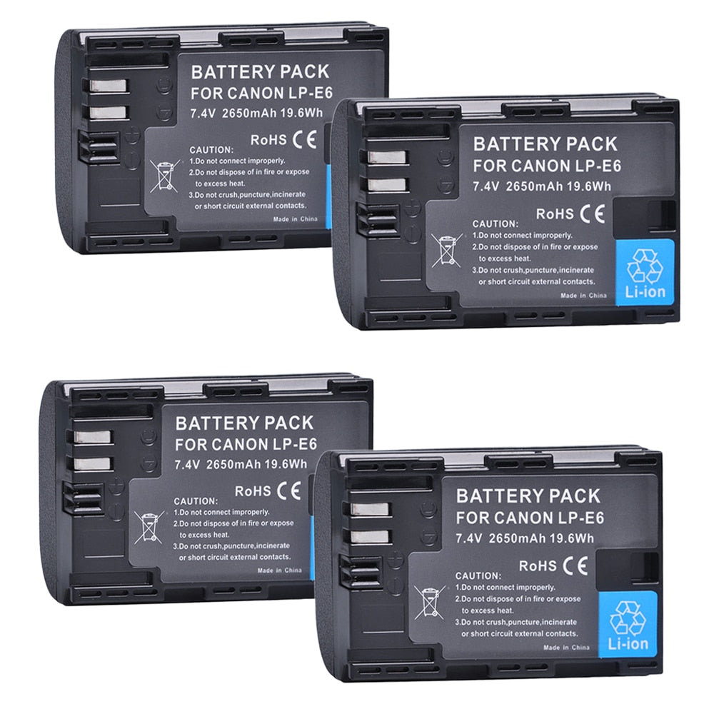 2650mAh LP E6 LPE6 LP-E6 E6N Battery + LED Dual Charger For Canon EOS 5DS R 5D Mark II 5D Mark III 6D 7D 70D 80D Camera - Azbrowse