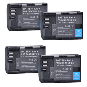 2650mAh LP E6 LPE6 LP-E6 E6N Battery + LED Dual Charger For Canon EOS 5DS R 5D Mark II 5D Mark III 6D 7D 70D 80D Camera - Azbrowse