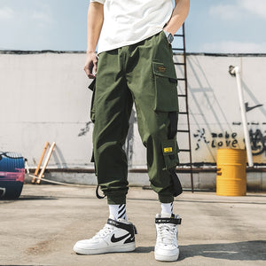 2020 New Hip Hop Joggers Cargo Pants Men Harem Pants Multi-Pocket Ribbons Man Sweatpants Streetwear Casual Mens Pants XS-5XL - Azbrowse