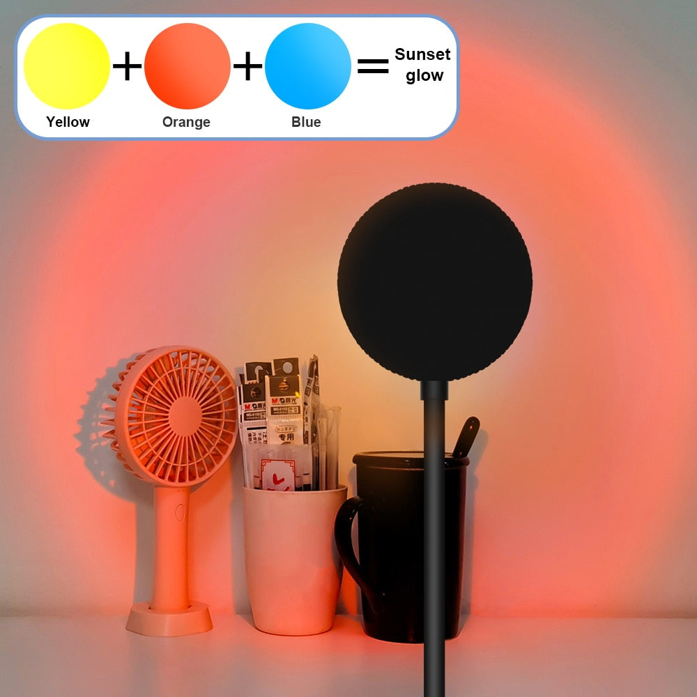 LED Projection Lamp Sunset Light Night LED Sunset Bulb Color Lamp 5V USB Rainbow Lamp Desk LED Decoration Atmosphere Lighting - Azbrowse