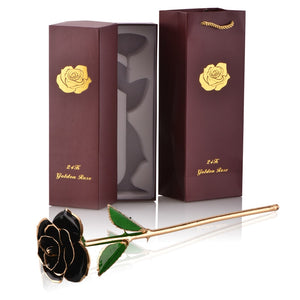 Gifts for Women 24k Gold Dipped Rose with Stand Eternal Flowers Forever Love In Box Girlfriend Wedding Valentine Gift for Her - Azbrowse
