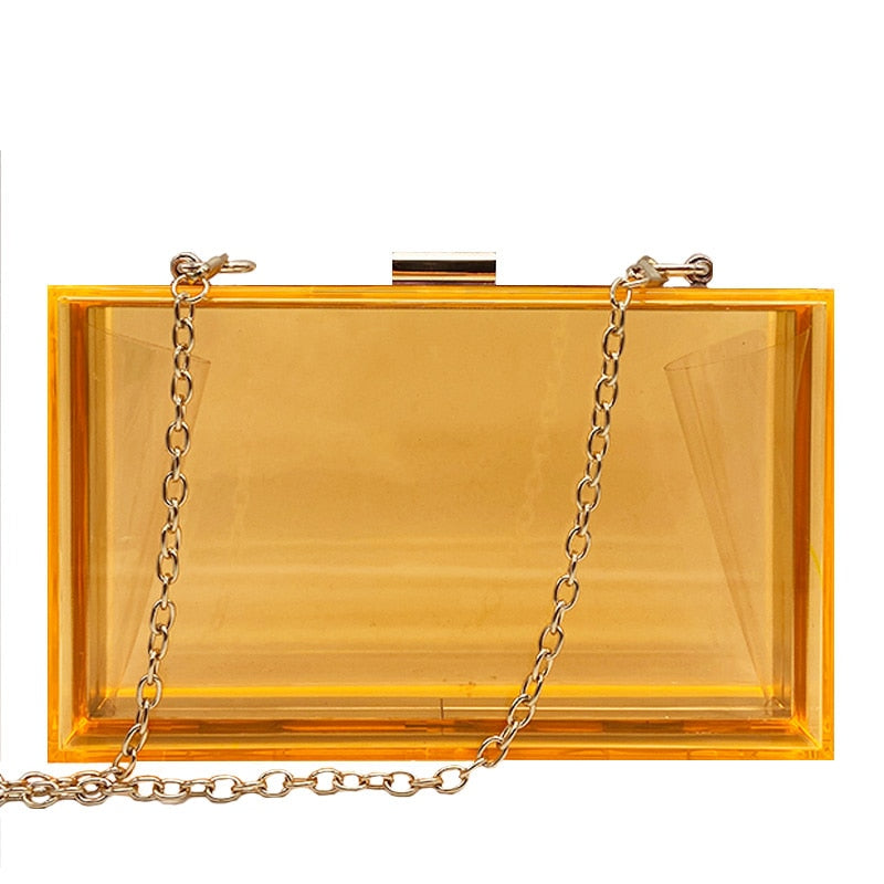 New Transparent Acrylic Bags Clear Clutches Evening Bags Wedding Party Handbags Chain Women Shoulder Bags Purses 9 Colors - Azbrowse