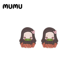 2020 New Anime Demon Slayer: Kimetsu No Yaiba Earring Jewelry Epoxy Kamado Tanjirou Nezuko Mask Acrylic Earrings - Azbrowse