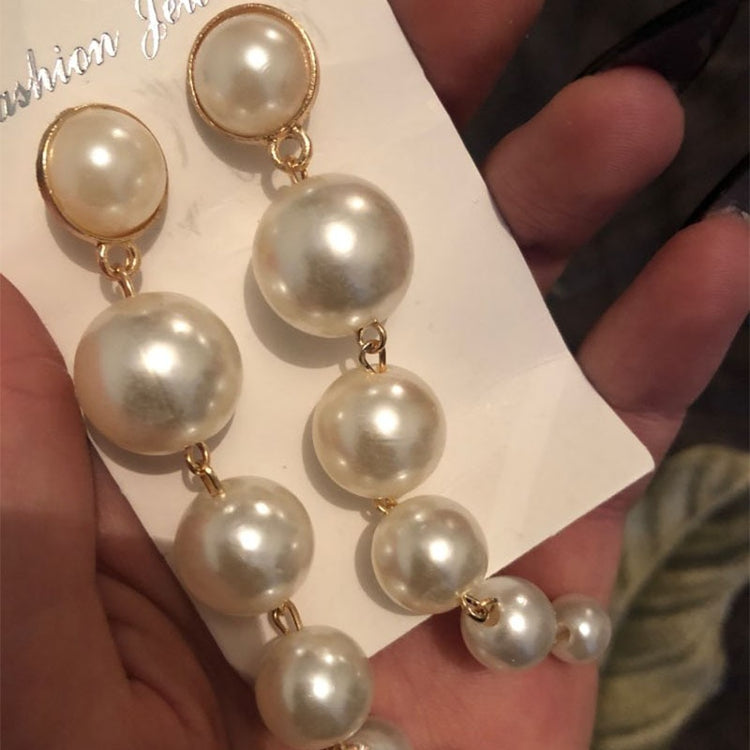 IPARAM Trend Simulation Pearl Long Earrings Female White Round Pearl Wedding Pendant Earrings Fashion Korean Jewelry Earrings - Azbrowse