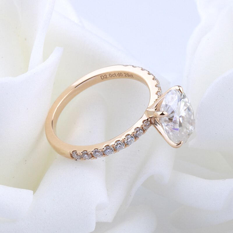 Veryins 14K 585 Yellow Gold 1.5ct 6X8mm Oval Cut EF Color Moissanite Engagement Ring with Side Stone Band for Women Wedding Gift