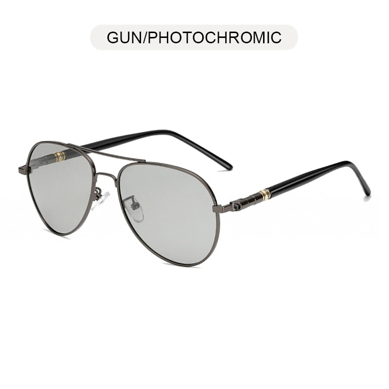 FUQIAN Fashion Photochromic Sunglasses Men Women Chameleon Polarized Pilot Sun Glasses Anti-glare Driving Eyeglasses UV400