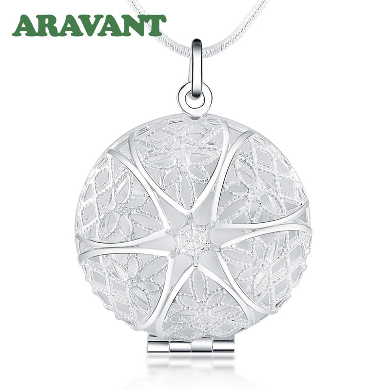 925 Silver Heart Photo Frame Necklaces Chains For Women Fashion Jewelry - Azbrowse