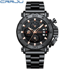 CRRJU Watch for Men Top Brand Luxury Big Dial Stainless Steel Waterproof Chronograph Wristwatches with Date Relogio Masculino - Azbrowse