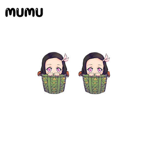 2020 New Anime Demon Slayer: Kimetsu No Yaiba Earring Jewelry Epoxy Kamado Tanjirou Nezuko Mask Acrylic Earrings - Azbrowse