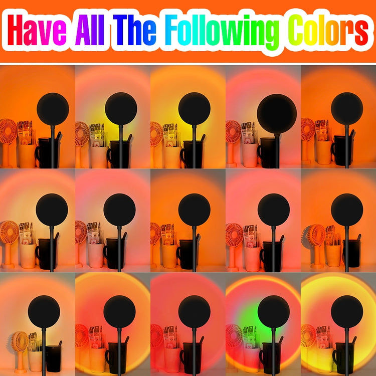LED Projection Lamp Sunset Light Night LED Sunset Bulb Color Lamp 5V USB Rainbow Lamp Desk LED Decoration Atmosphere Lighting - Azbrowse