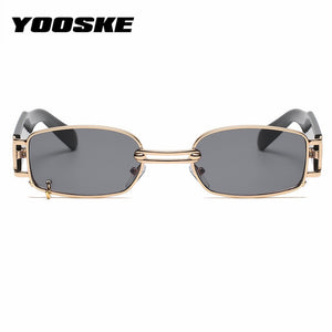 YOOSKE Brand Deisgn Vintage Square Sunglasses Men Women Metal Small Sun Glasses Retro Black Pink Trend 90s Eyewear UV400 - Azbrowse