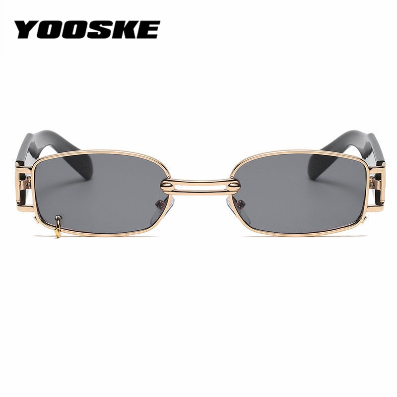 YOOSKE Brand Deisgn Vintage Square Sunglasses Men Women Metal Small Sun Glasses Retro Black Pink Trend 90s Eyewear UV400 - Azbrowse