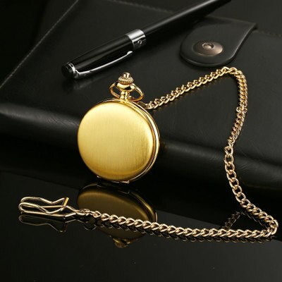 Retro Black Fashion Silver Smooth Steampunk Quartz Pocket Watch Stainless Steel Pendant  Chain for Men Women - Azbrowse
