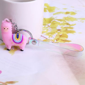 New Qualitied Original cartoon Lamb cute Luck Zodiac Alpaca keychain key ring Simulation Animals Pendant Jewelry Birthday gift - Azbrowse