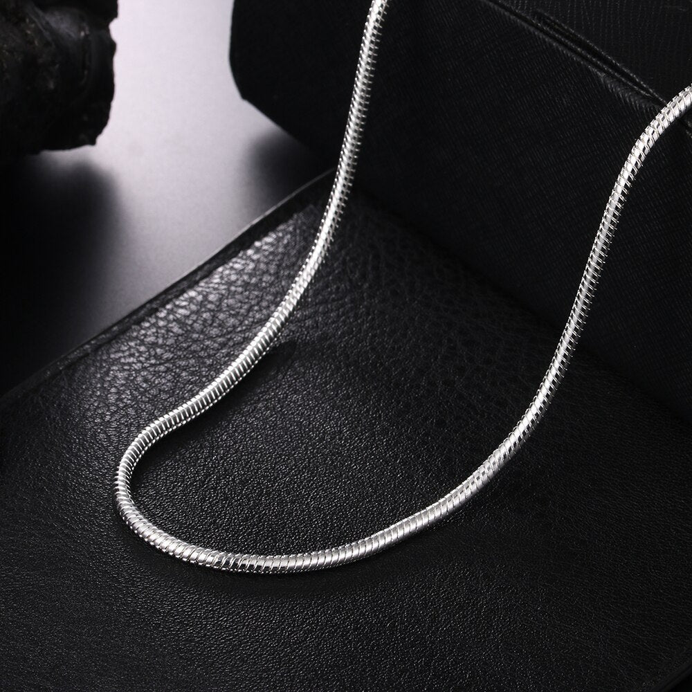 DOTEFFIL 925 Sterling Silver 16/18/20/22/24 Inch 3mm Snake Chain Necklace For Women Man Fashion Wedding Party Charm Jewelry