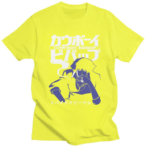 Cool Cowboy Bebop T Shirts Men Short Sleeve Casual Anime Space Spike Japanese Manga Jet Faye Tshirt O-neck Cotton Tee Tops Merch - Azbrowse