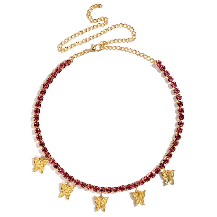 Kasajewel Gold Silver Color Butterfly Pendant Necklace Female Shiny Crystal Clavicle Chain Fashion New Design Jewelry Party Gift - Azbrowse