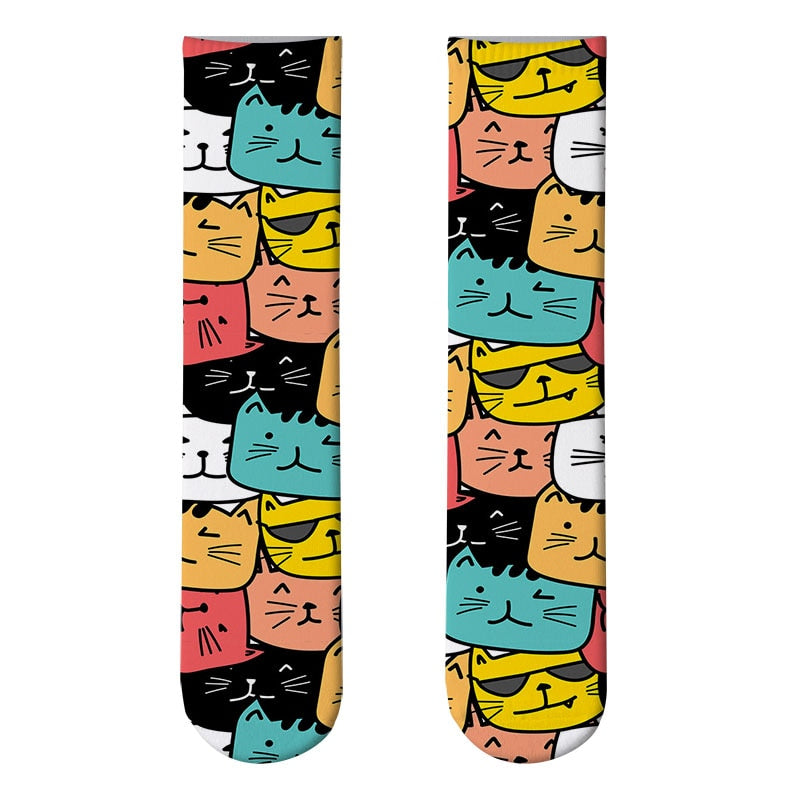 Novelty Style Animal Long Socks Funny Mini Gather Pattern Women Winter Calf Socks Casual Sports Cycling Unisex Cotton Knee Sock