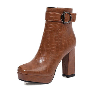 Gdgydh Brand Designer Ladies Short Boots Women Square Toe Sexy Buckle High Heels Shoes For Party Autumn Winter 2021 High Quality - Azbrowse