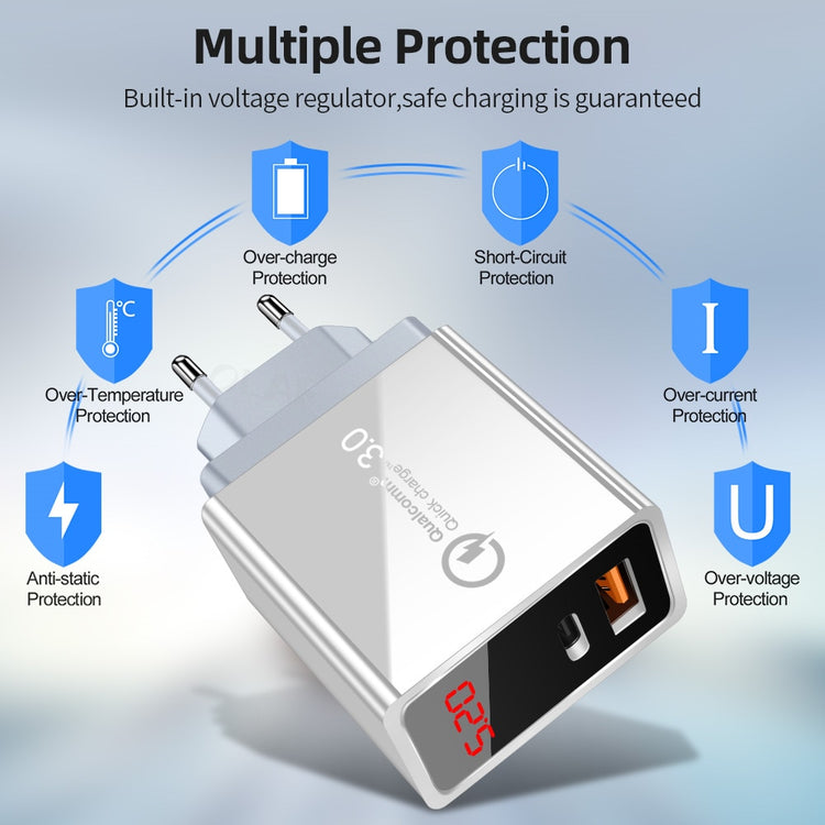 Olaf LED Display PD Fast Charger Type C USB Charger For iphone Samsung Xiaomi QC 3.0 Wall Adapter Phone Charging PD Chargers - Azbrowse