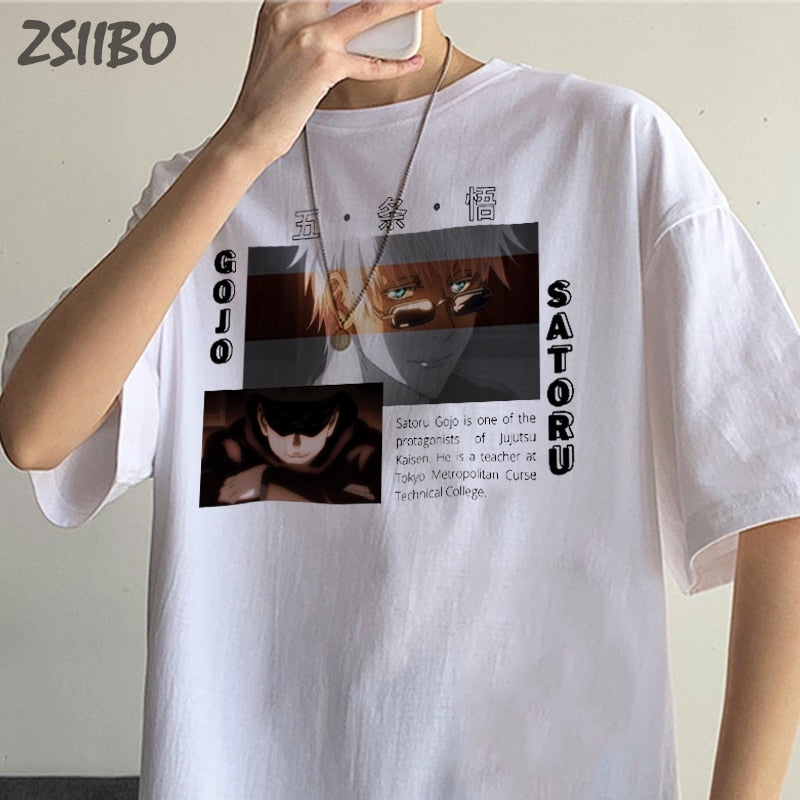Japanese Anime Jujutsu Kaisen Print Tops Gojo Satoru Men's tshirt Harajuku Cool Unisex T Shirts Yuji Itadori T-Shirt Male Casual