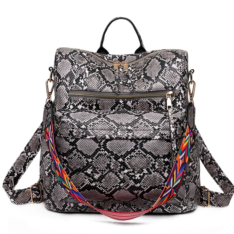 Retro Large Backpack Women PU Leather Rucksack Women's Knapsack Travel Backpacks Shoulder School Bags Mochila Back Pack XA96H - Azbrowse