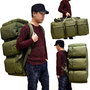 90L Large Capacity Men's Travel Bags Canvas Military Tactical Backpack Waterproof Hiking Climbing Camping Rucksack Bags XA216K - Azbrowse