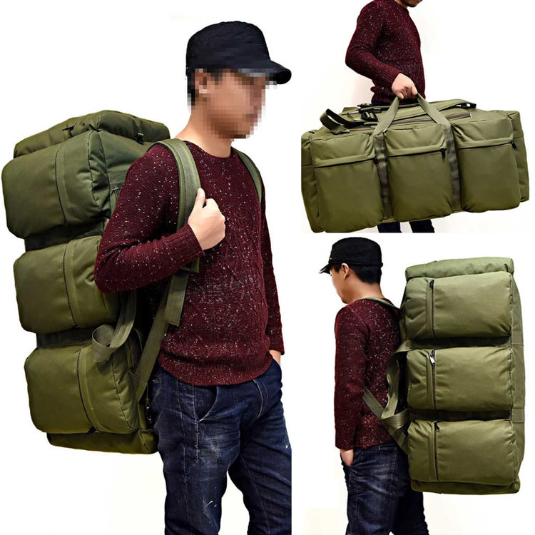 90L Large Capacity Men's Travel Bags Canvas Military Tactical Backpack Waterproof Hiking Climbing Camping Rucksack Bags XA216K - Azbrowse