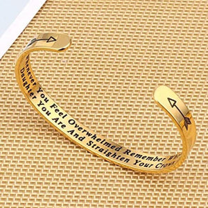 Whenever You Feel Overwhelmed Remember Whose Straighten Your Crown Bracelet, Engraved Inspirational Bangle Gift for Mom Daughter - Azbrowse