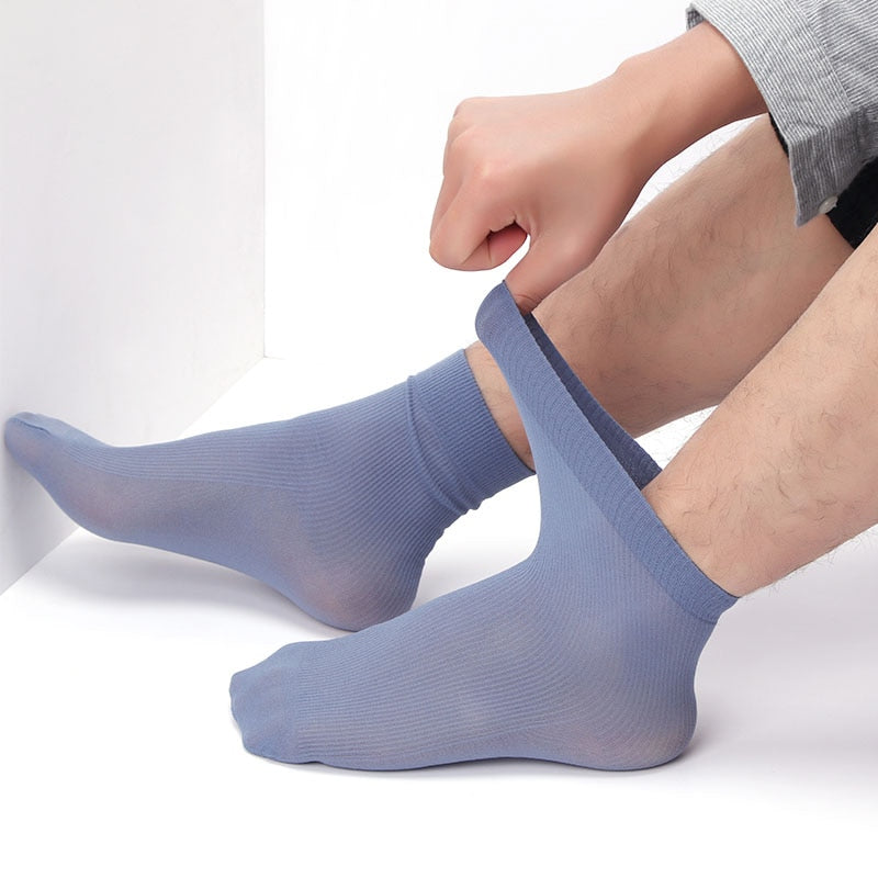 10pairs/lot Bamboo Fiber Socks Men Stripe Thin Silk Socks Man Business Casual Long Socks Man Calcetines Meias