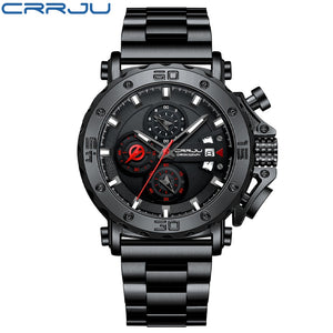 CRRJU Watch for Men Top Brand Luxury Big Dial Stainless Steel Waterproof Chronograph Wristwatches with Date Relogio Masculino - Azbrowse