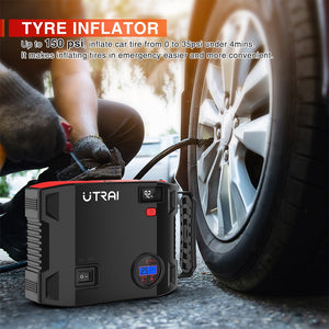 UTRAI 4 In 1 2000A Jump Starter Power Bank 16000mAh 150PSI Air Compressor Tire Pump Portable Charger Car Booster Starting Device - Azbrowse