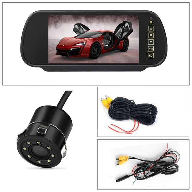 Reverse Parking System 7 inch TFT LCD Screen Car Monitor Rearview Backup Mirror with Night Vision Rearview Camera - Azbrowse