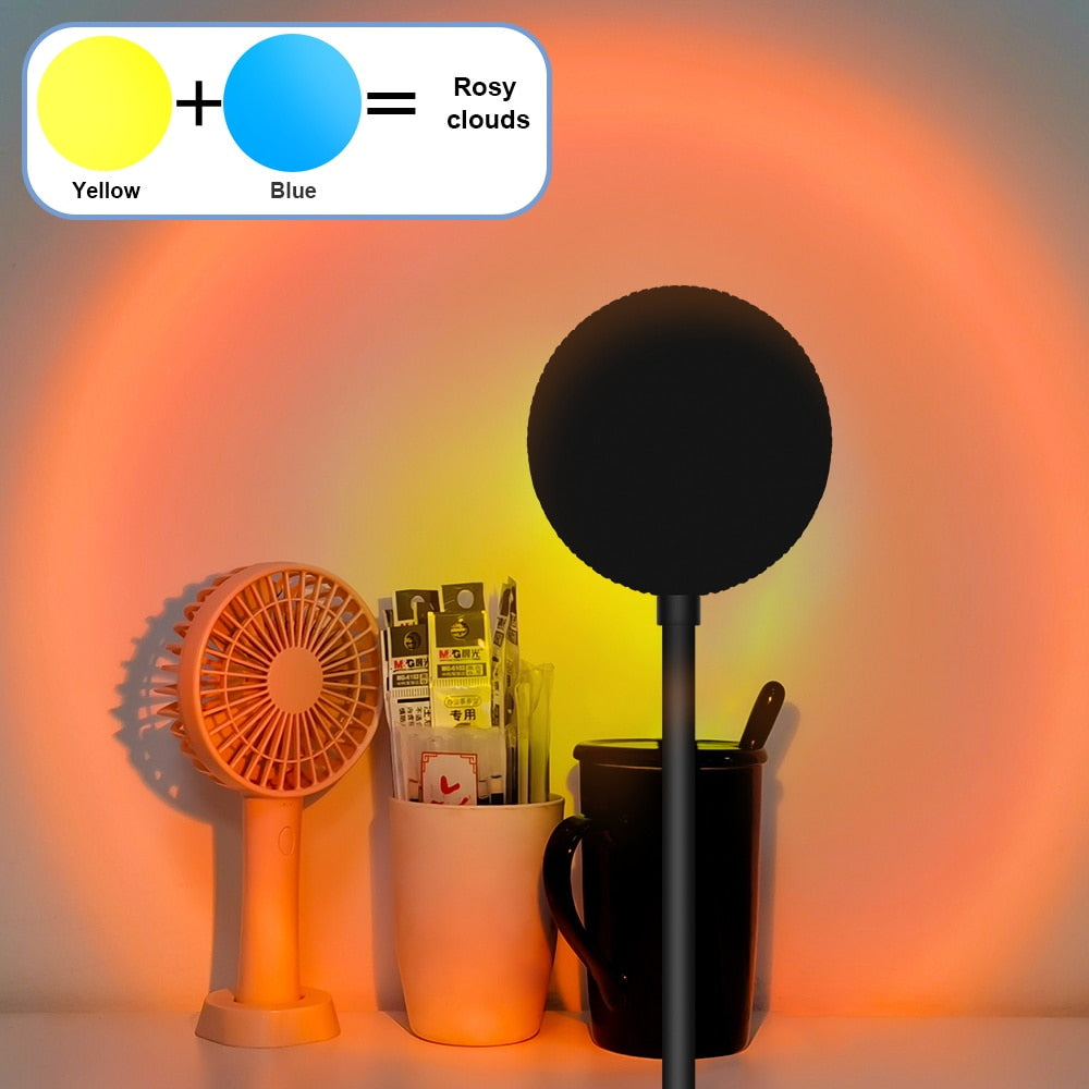 LED Projection Lamp Sunset Light Night LED Sunset Bulb Color Lamp 5V USB Rainbow Lamp Desk LED Decoration Atmosphere Lighting - Azbrowse