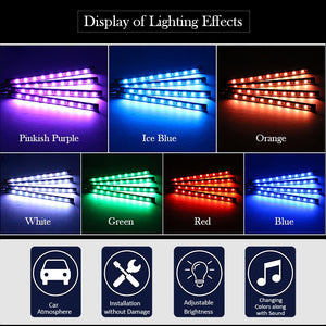 Led Car Interior Backlight With Usb Cigarette Lighter Ambient Atmosphere Mood Light Rgb Remote App Auto Foot Decorative Lamp - Azbrowse